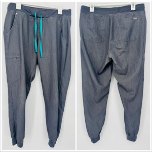 Figs Technical Collection Zamora Jogger Scrub Pants Graphite Gray Teal L
